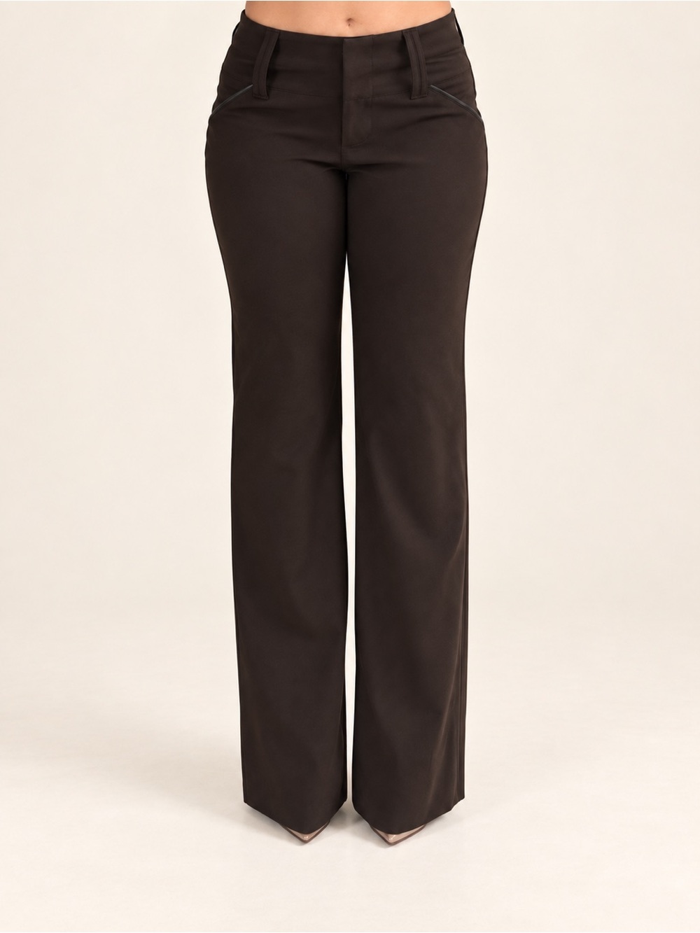 Alice + Olivia Dark Brown Wide-Leg Trousers